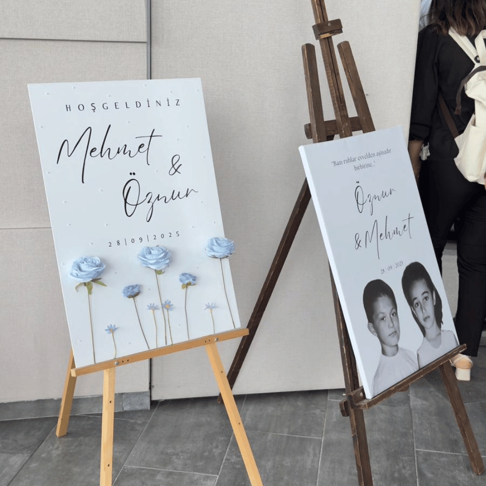 İncili&Çiçekli Karşılama Panosu 50x70